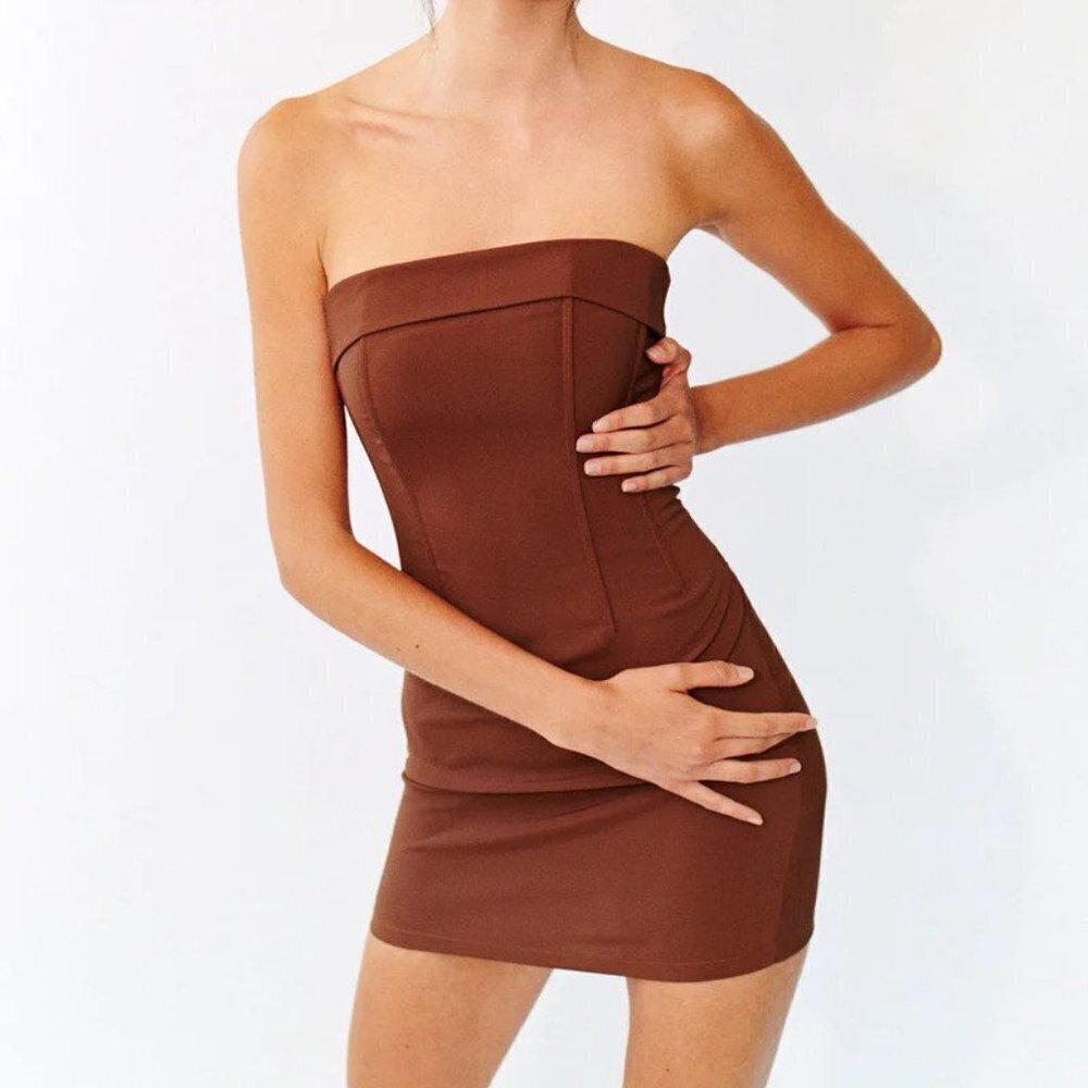 With Jean Chloe Corset Dress in Chocolate size XL NWT